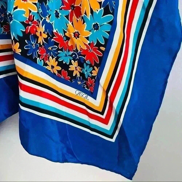 Vintage Casca Silk Large Scarf Floral - Picture 5 of 6